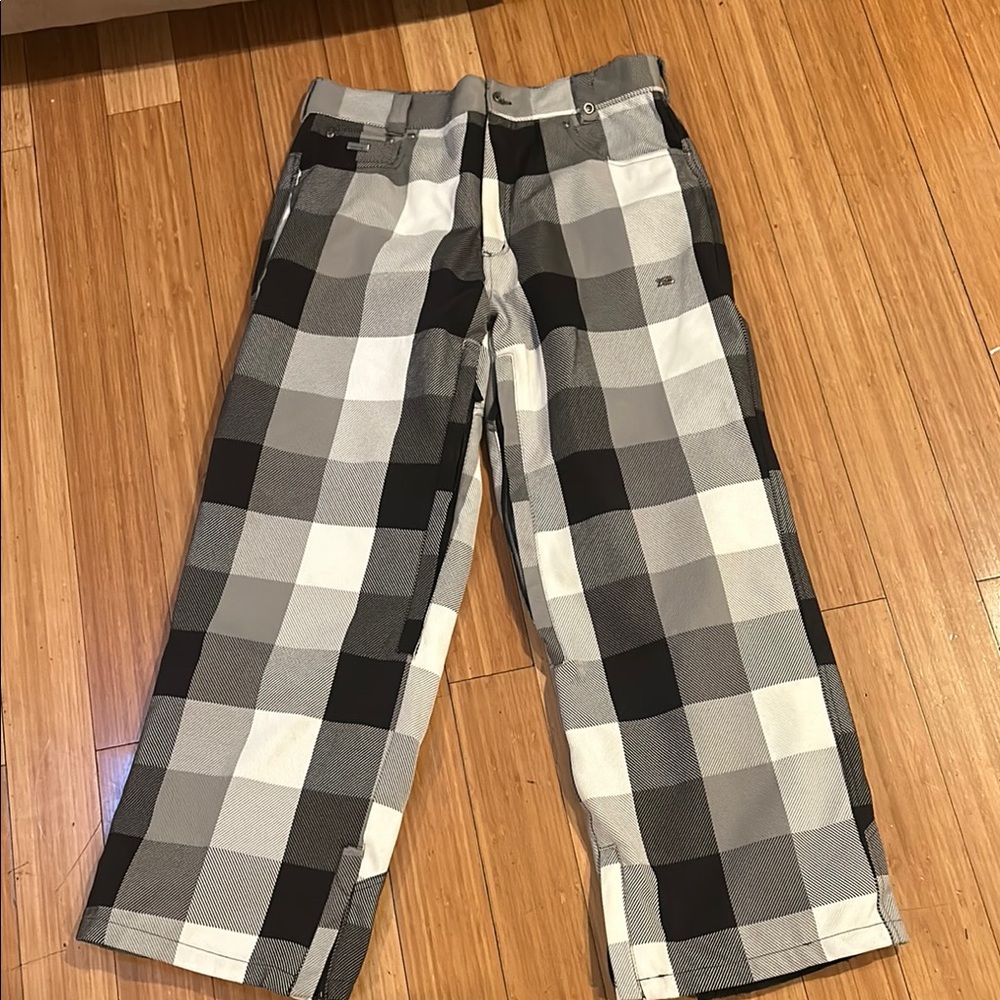 Insulated snow pants Wide Leg Black and White Plaid Pants size M